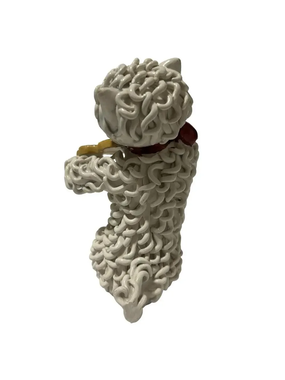 Vintage Italian Spaghetti Cat Figurine Violin Guitar White Ceramic Made In Italy